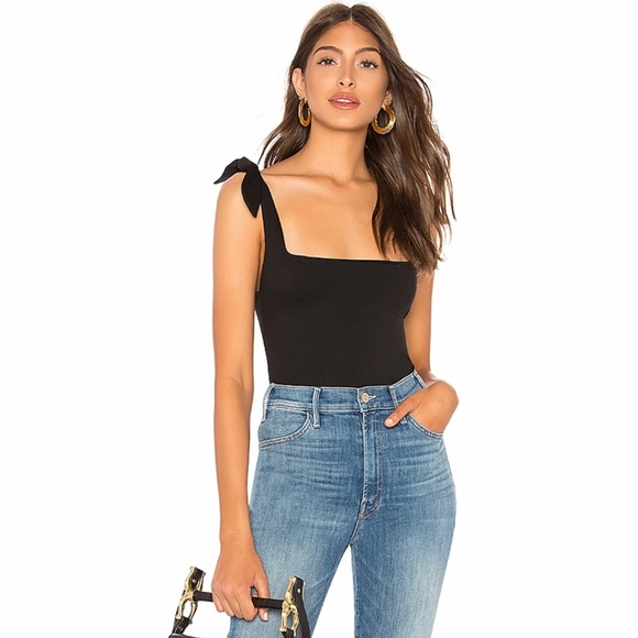 Free People Tops - Free People Black Tie Shoulder Bodysuit Medium